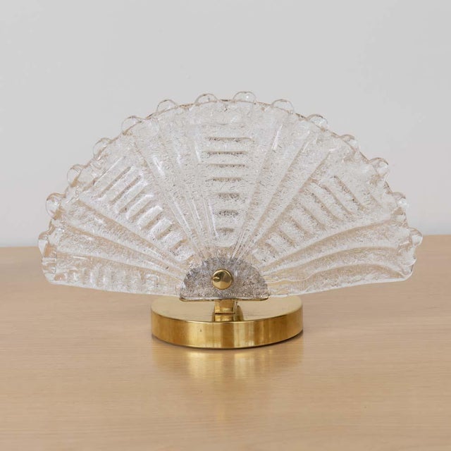 Brass 1930s Pair of French Art Deco Glass Demi Lune Table Lamps For Sale - Image 8 of 13