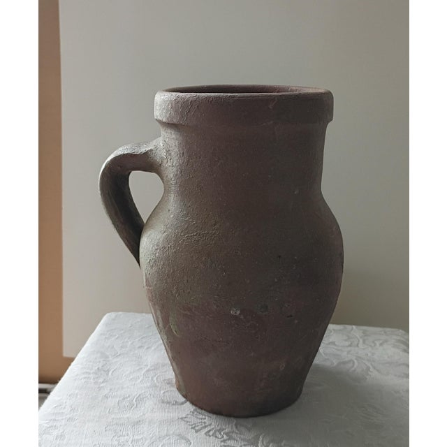 1960s Vintage Mediterranean Terracotta Olive Jar With Handle - 8.5" For Sale - Image 5 of 11