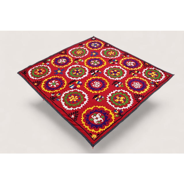 Vintage Hand Embroidered Suzani Wall Hanging, 1920s For Sale - Image 9 of 18