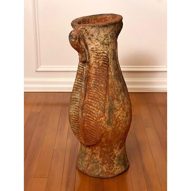 Mid 19th Century 19th Century Mediterranean Studio Terra Cotta Floor Vase With Stylized Seahorses For Sale - Image 5 of 14