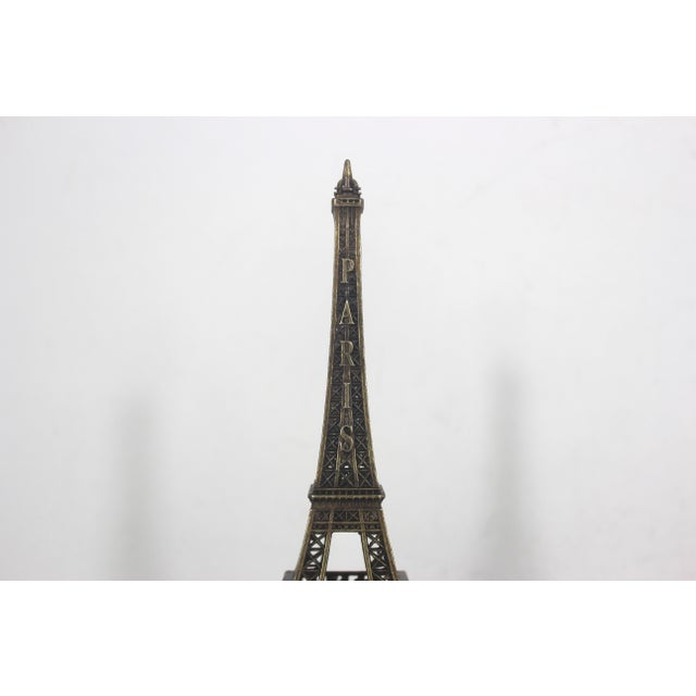 Mid 20th Century Vintage Eiffel Tower, Small Gold Brass and Marble Souvenir of Paris France For Sale - Image 5 of 9