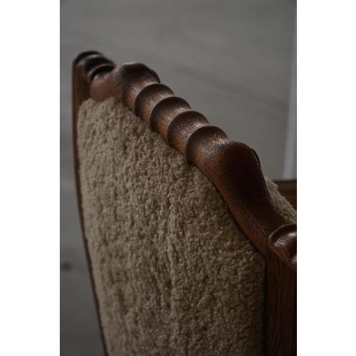 Art Deco Danish Armchairs in Oak and Shearling Lambswool, 1930s, Set of 2 For Sale - Image 6 of 18