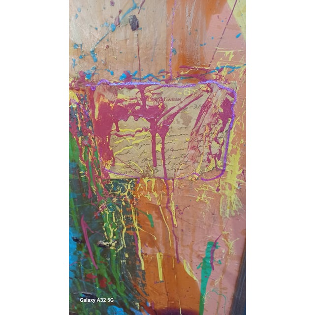 Mid 20th Century Vintage Mixed Media Abstract Oil Painting on Board For Sale - Image 5 of 7