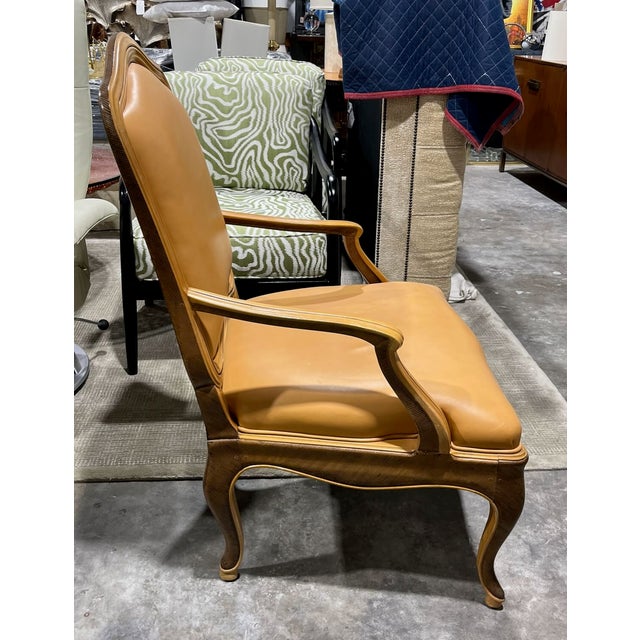 French 1990s Pair of William Switzer Louis XV Leather Armchairs For Sale - Image 3 of 18