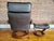 Ekornes ASA 1990s Ekornes Stressless Norwegian Leather Recliner & Ottoman, Brown For Sale - Image 4 of 9