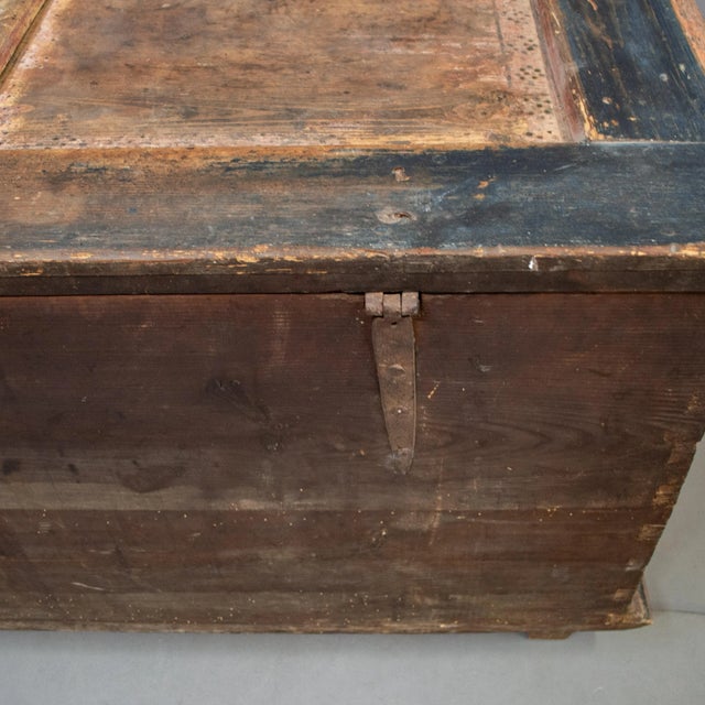 Antique E. European Painted Pine Blanket Chest For Sale - Image 12 of 12