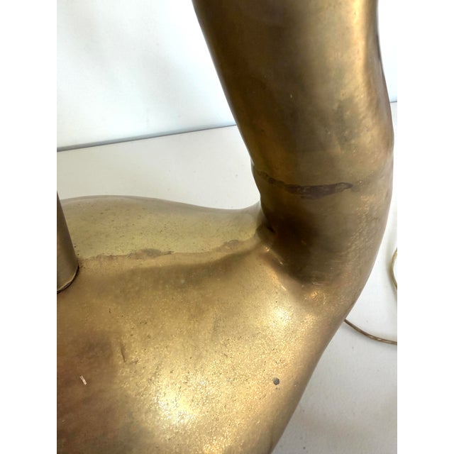 Gold Vintage Hollywood Regency Cast Brass Swan Table Lamp Mid-Century Sculpture For Sale - Image 8 of 18