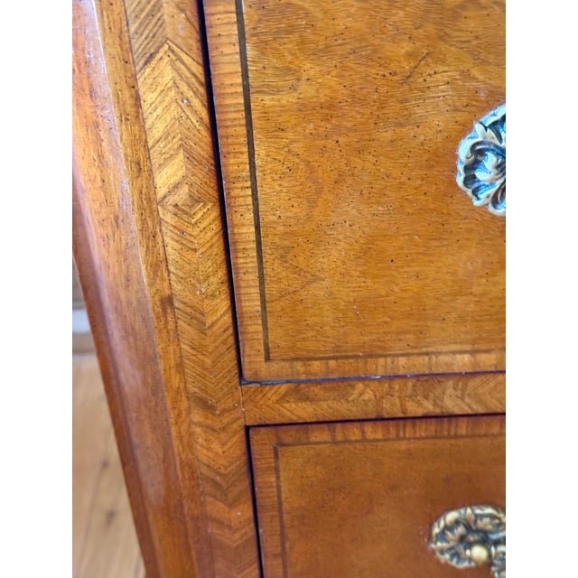 Henredon Pair (2) Henredon Three Drawer Chests of Drawers-Nightstands Gorgeous Bookend Matched Wood For Sale - Image 4 of 12