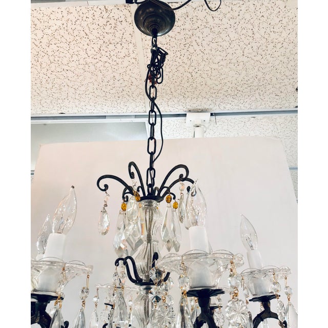 Metal Myran Allan Luxury Lighting Italian Amber and Clear Crystal Bronze Versailles Chandelier For Sale - Image 7 of 7