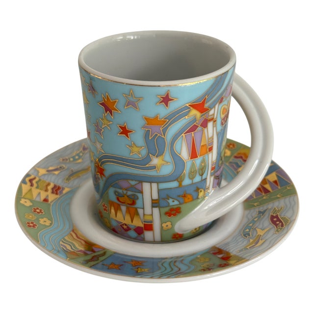 No 19 Espresso Collector's Cup and Saucer by Jane Osborn Smith for Rosenthal Studio-Linie, 1990s, Set of 2 For Sale