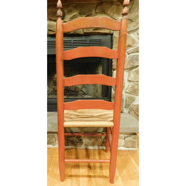 Red 1920s Pair of Red Ladderback Chairs With Rush Seats For Sale - Image 8 of 18