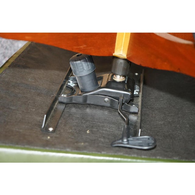 Chesterfield Wingback Swivel Chair in Green Leather For Sale - Image 17 of 18