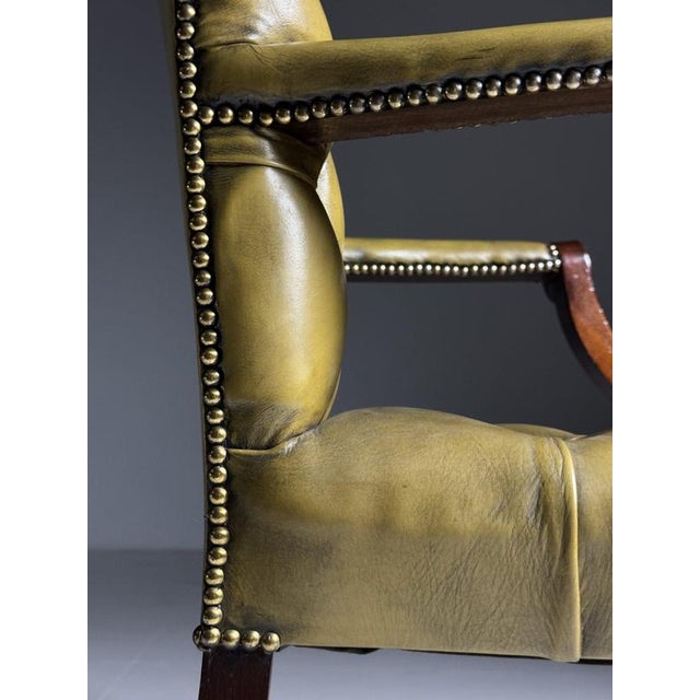 Office Chair in Green Upholstered Leather For Sale - Image 5 of 18