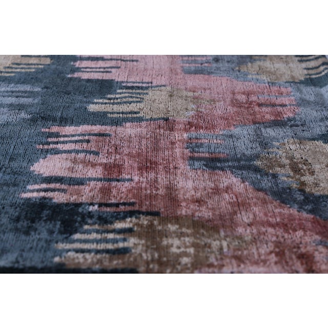 Textile The Designer's Choice: Slate Blue & Dusty Rose Ikat Velvet Pillow 20x20 In For Sale - Image 7 of 8