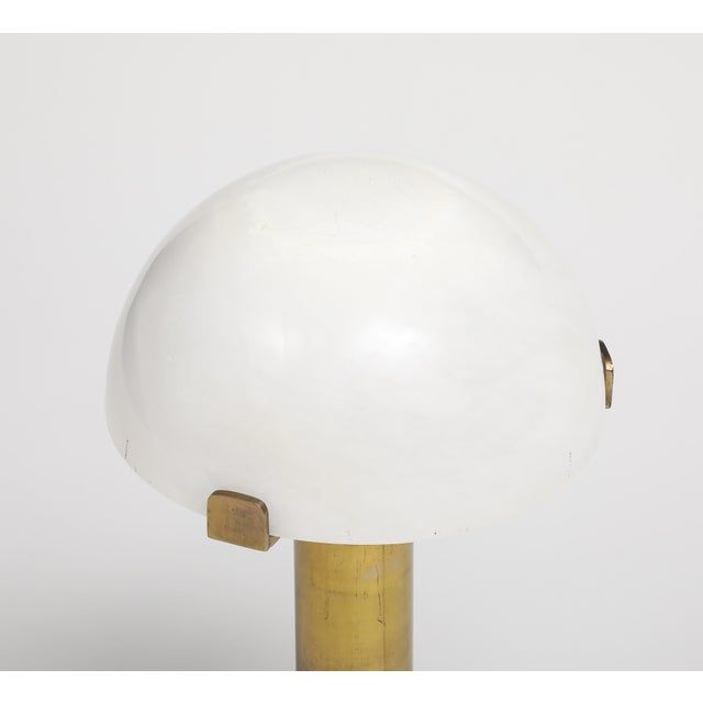 Contemporary Brass Table Lamp With Frosted Glass Dome Shade For Sale - Image 3 of 7