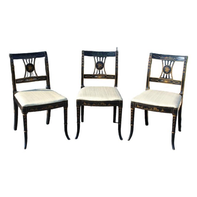 1940s Union National Chinoiserie Dining Room Chairs—Set of Three For Sale