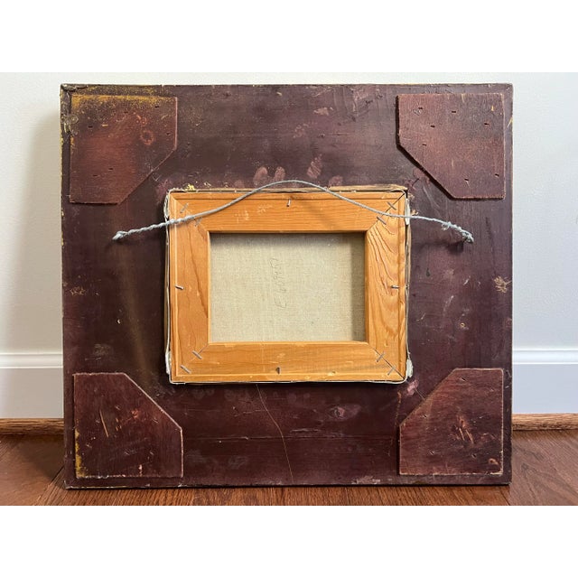 Small Late 20th Century Signed Original Impressionist Painting of Seaside Village With Ornate Gold Frame For Sale - Image 12 of 12