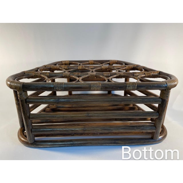 Brown 1960s Vintage Bamboo 12-Bottle Wine Rack For Sale - Image 8 of 12