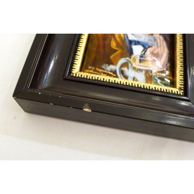 Small Male Portrait Painting, in Limoges Enamel Painted on Copper by Carmona, Mid-20th Century For Sale - Image 12 of 12