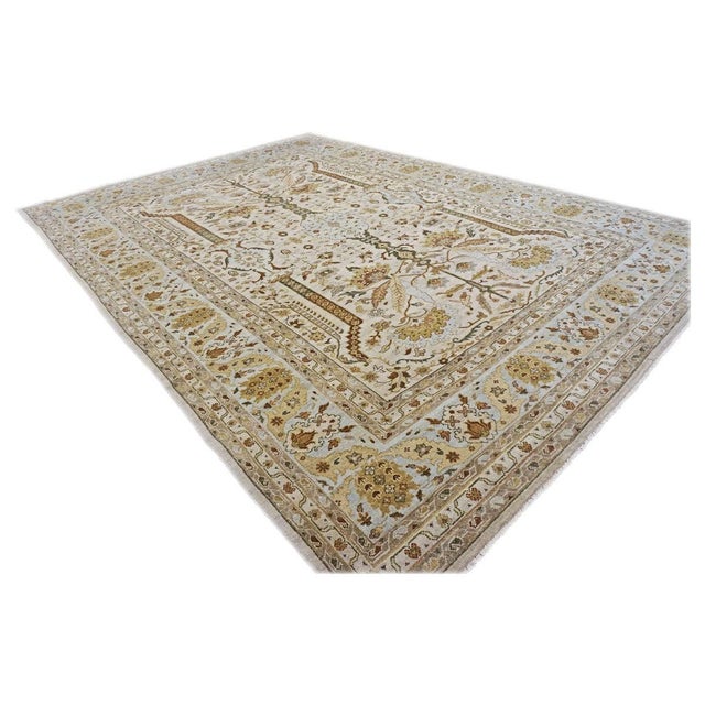 Early 21st Century 21st Century Sultanabad 10x14 Ivory, Tan, Green & Light Blue Handmade Area Rug #9902700 For Sale - Image 5 of 7