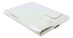 Silver Cigarette Case with Embossed Monogram Card and Gilt Interior