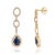 Geometric 1.61ct Blue Sapphire & Diamond Link Drop Earrings in 14k Yellow Gold- A Pair For Sale - Image 4 of 13
