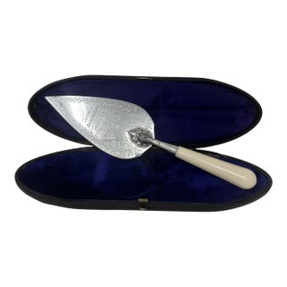 Antique English Sterling Silver Brick Layers Trowel Bone Handle Martin Hall 1877 For Sale