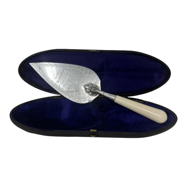 Antique English Sterling Silver Brick Layers Trowel Bone Handle Martin Hall 1877 For Sale