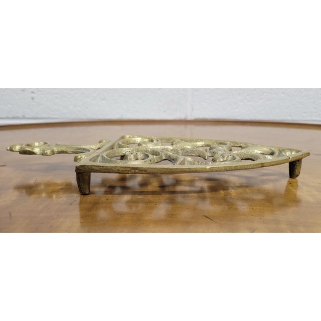 Vintage Brass Openwork Iron Rest Trivet For Sale In Kansas City - Image 6 of 10