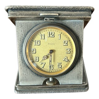 Art Deco Silver Table Clock from William Base & Sons, Birmingham, 1927 For Sale