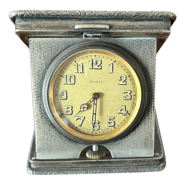Art Deco Silver Table Clock from William Base & Sons, Birmingham, 1927 For Sale
