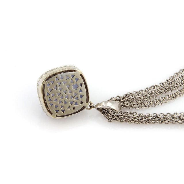 Mid 20th Century Rina Limor 18k White Gold Chalcedony Diamond Pendant Chain Necklace For Sale - Image 4 of 7