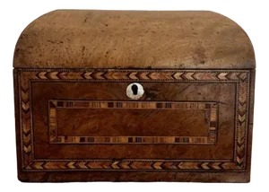 Antique Victorian Tunbridge Ware Inlaid Tea Caddy, 1880s
