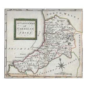 Antique Welsh Map of Ceredigion or Cardiganshire