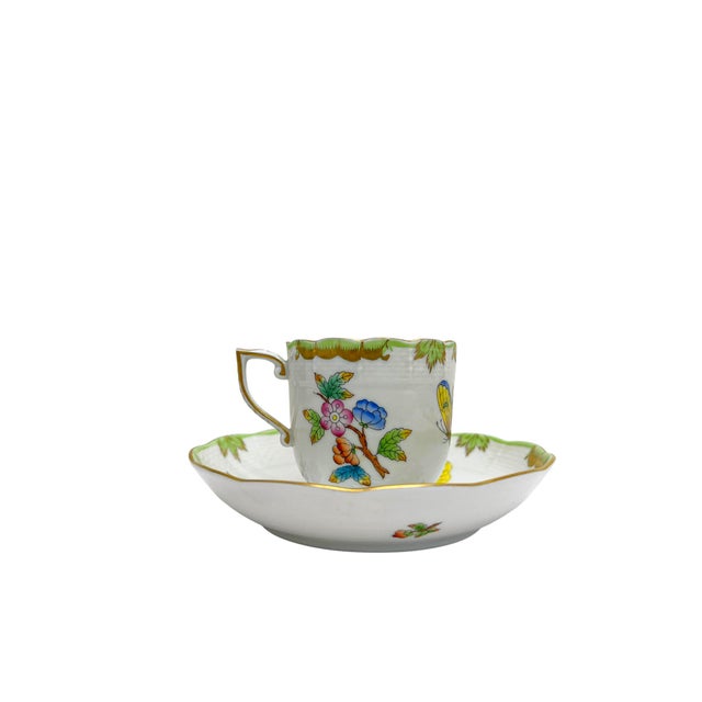 Mid-Century Modern Queen Victoria 707 Cup and Saucer from Herend Hungary, 1960s, Set of 2 For Sale - Image 3 of 11