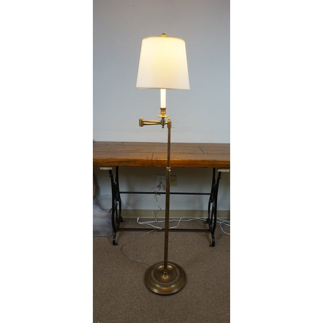 Metal Visual Comfort Brass Swing Arm Candlestick Library Reading Floor Lamp For Sale - Image 7 of 12