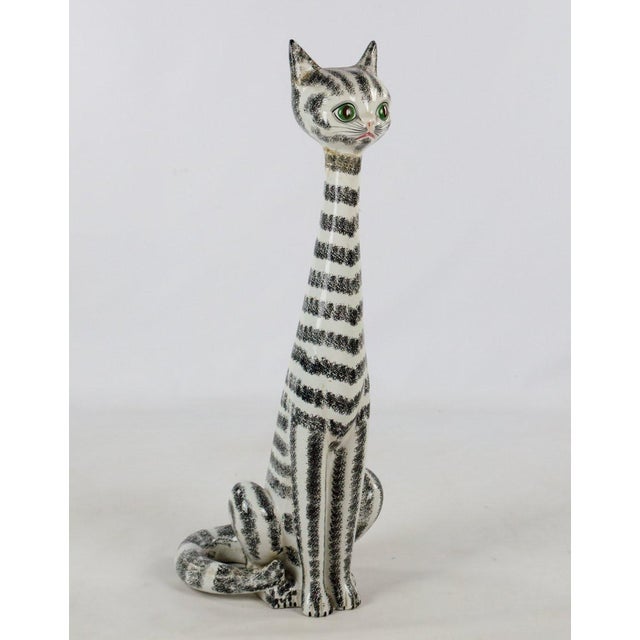MidCentury Italian Majolica Tall Ceramic Cat Sculpture Chairish