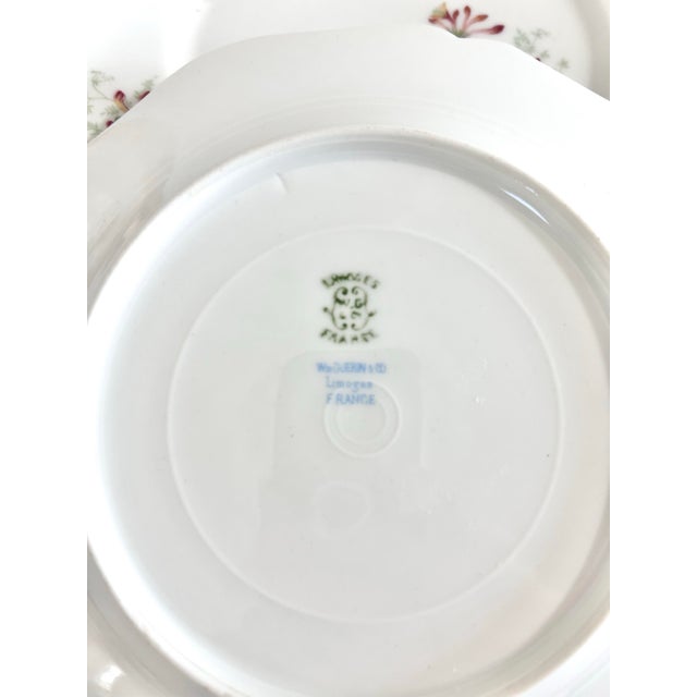 Ceramic Limoges Haviland Porcelain Dinner Plates – Hand Painted Honeysuckle Floral - Set of 4 For Sale - Image 7 of 8