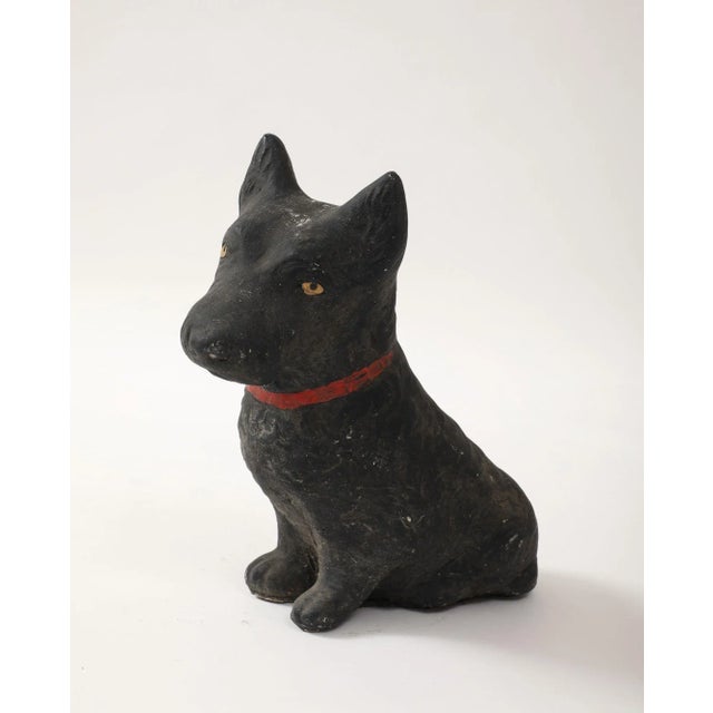 Black Scottie Dog Garden Ornament Reconstituted Stone, English Mid 20th C. For Sale - Image 11 of 11