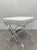 Worlds Away Dixon Acrylic Lucite X Base Stool Nickel Stretcher White Linen For Sale In Charlotte - Image 6 of 7
