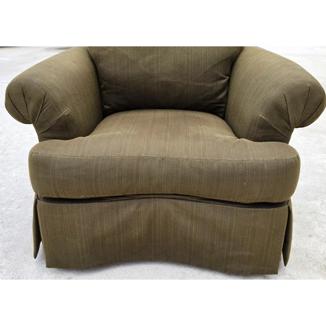 Olive Paul Robert English Roll Arm Swivel Club Chair Skirted Lounge Olive Green For Sale - Image 8 of 10