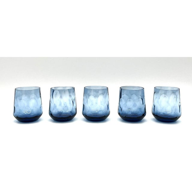Blue Carafe with Glasses from Empoli, 1960s, Set of 6 For Sale - Image 11 of 17