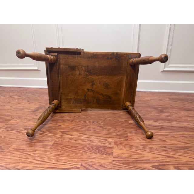 Vintage Early American Two Tiered Solid Wood Maple Side Table. For Sale - Image 12 of 12