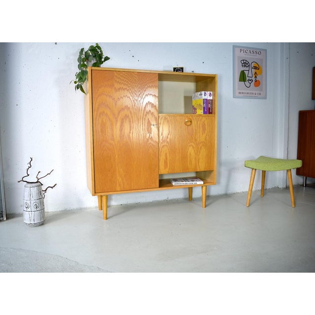 Mid-Century Modern Vintage Bar Cabinet in Ash Wood from Veb Deutsche Werkstätten Hellerau, 1974 For Sale - Image 3 of 8