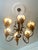 Vintage Mission Style 6-Light Large Chandelier Amber Glass Wrought-Iron For Sale - Image 4 of 5