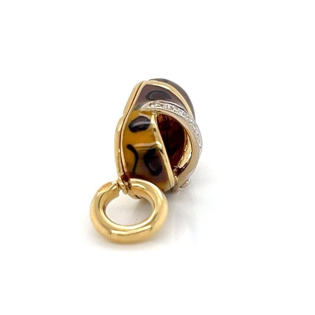 Mid 20th Century Aaron Basha 18k Yellow Gold Diamond Enamel Leopard Shoe Charm Pendant For Sale In Miami - Image 6 of 7