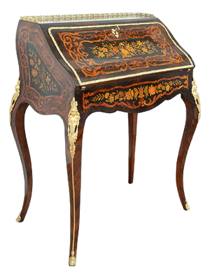 Antique Folding Table with Inlay and Gilt Bronze Accents, 19th Century