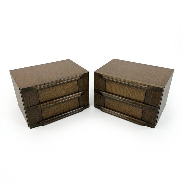 Mid-Century Modern Brutalist Scandinavian MCM Mid Century Modern Oak Chests Drawers Nightstands Dresser For Sale - Image 3 of 4