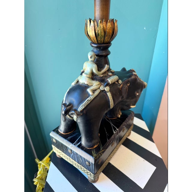 Vintage Raymond Waites for Tyndale Asian Elephant and Rider Table Lamp For Sale - Image 11 of 12