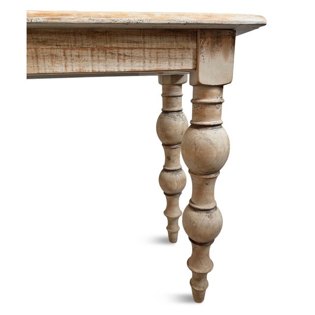 Tan Washed Ball Leg Console Table For Sale - Image 8 of 8